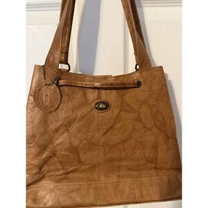 Vintage Beau Swan Spain Top Grain Leather Shoulder Tote Brown Multi Pocket Purse